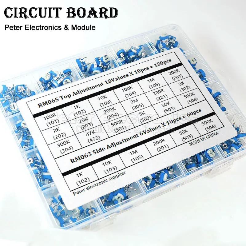 240PCS/Box RM065 RM063 Assortment Kit Side Top Adjustment Potentiometer 100R 1K 10K 100K 1 200R 50K 500K