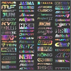 Random 15pcs Racing Sponsor Stickers Set Reflective Car Vinyl Decal for JDM EDM Race Turbo Drift - 61Styles