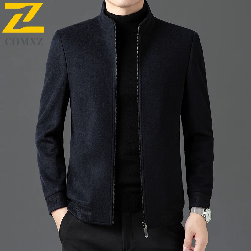 Wool Blend Jacket Men Leisure Turndown Collar Business Working Cold Proof Coat High Quality  Windproof  Warm Winter TrenchCoat