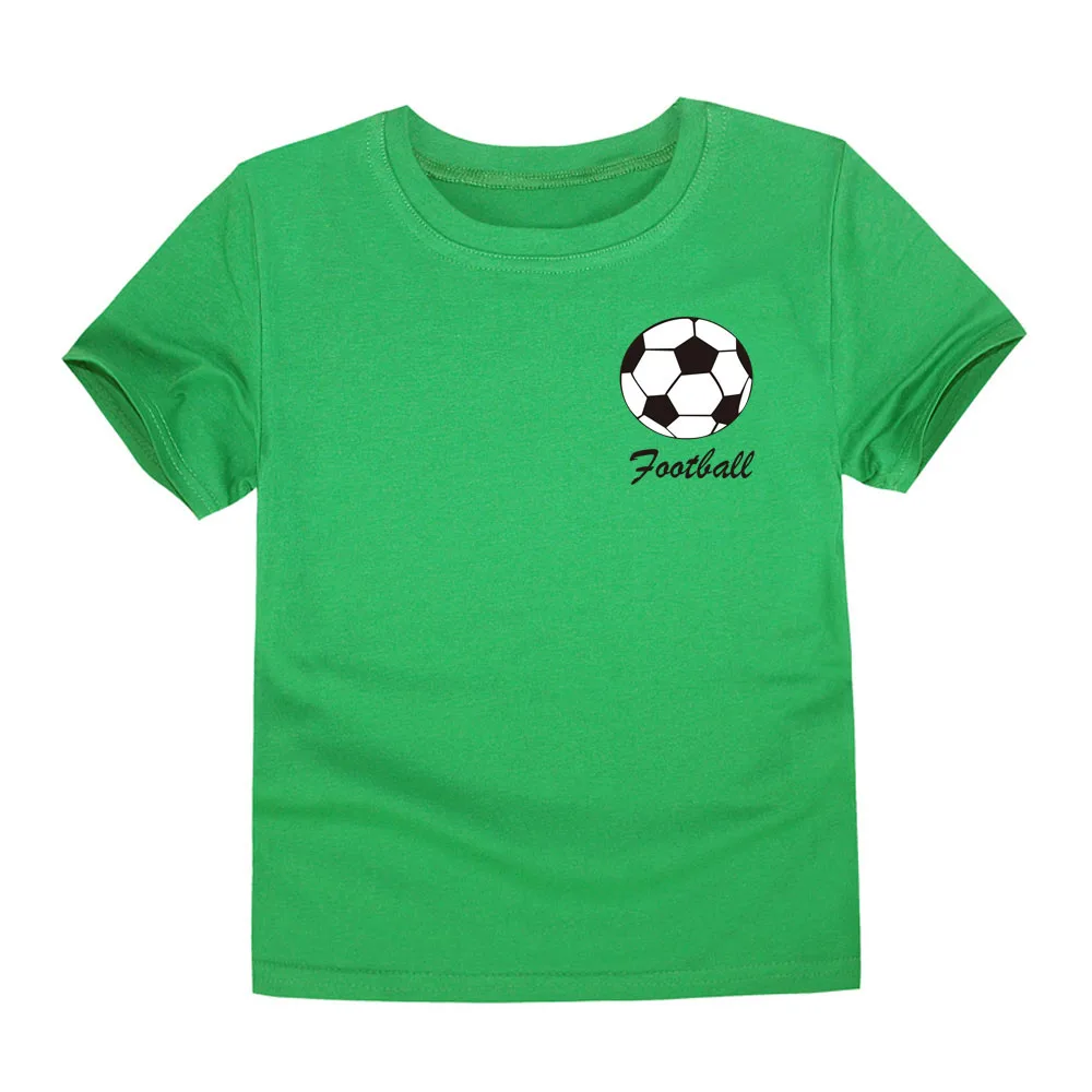 2-14Y Green T Shirt Boys Kids Designer Football Graphic Basic Teenage Boy Clothing 12 13 14 Years Toddler Girl Clothes T Shirts