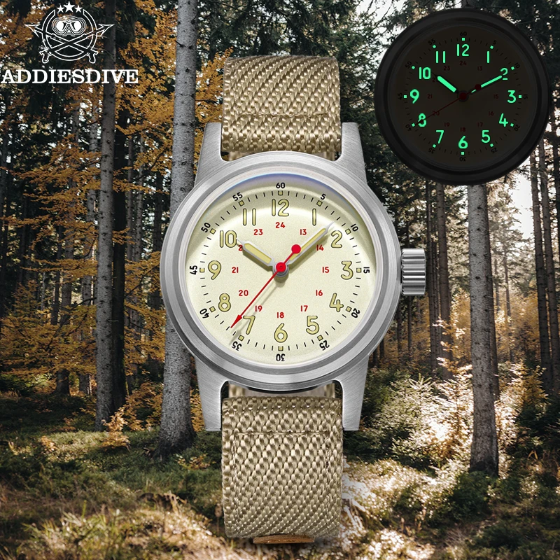 ساعة أوتوماتيكية للرجال عالية الجودة من Addiesdive 200 متر مقاومة للماء مرآة فقاعية زجاجية C3 ساعة رجالية عصرية فاخرة مضيئة ﻿ AD2076