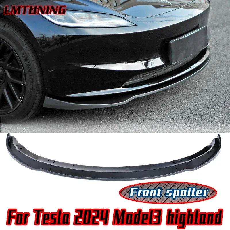 For Tesla 2024 highland Model3 Deflector Front Bumper Lip Chin Guard Trim Styling Cover Modified Body Kit Diffuser Accessories