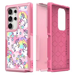 Cartoon cute Unicorn Case For Samsung Galaxy S24 Ultra plus A15 Dual Layer Shockproof Protective Cover