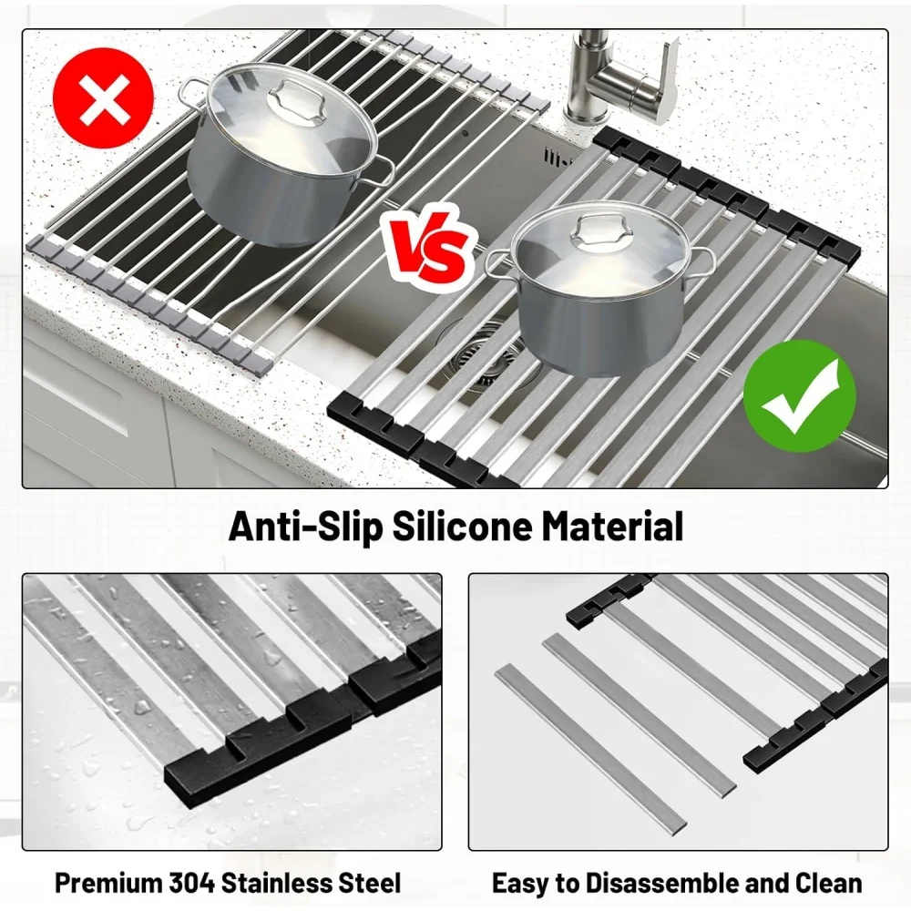 304 حوض مطبخ ستنلس ستيل استنزاف رف طوي طبق تجفيف رف بالوعة السلطانية و طبق تخزين الرف تجفيف تخزين الرف