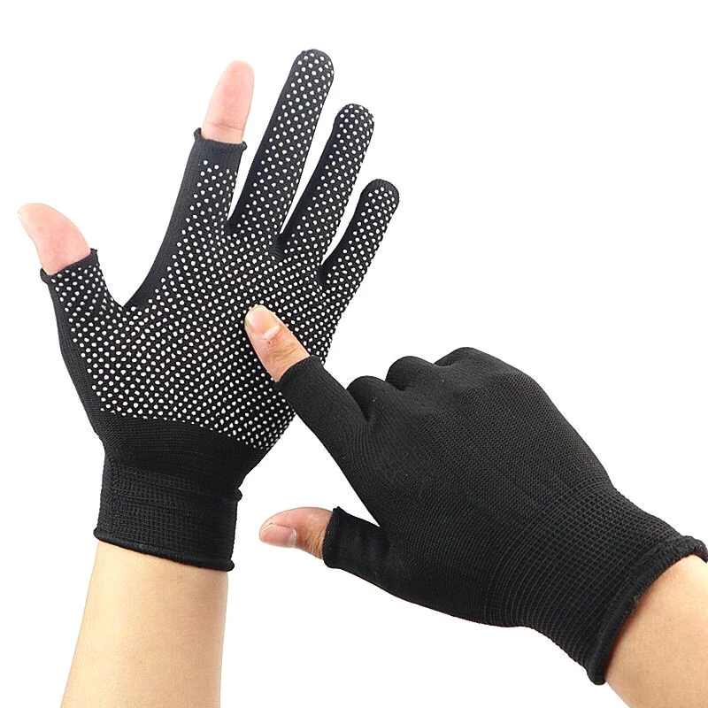 [LA]#Non-slip Touchscreen Nylon Gloves Men Women Summer  Riding Sport Fitness Breathable Non-slip Sunscreen Half Finger Gloves