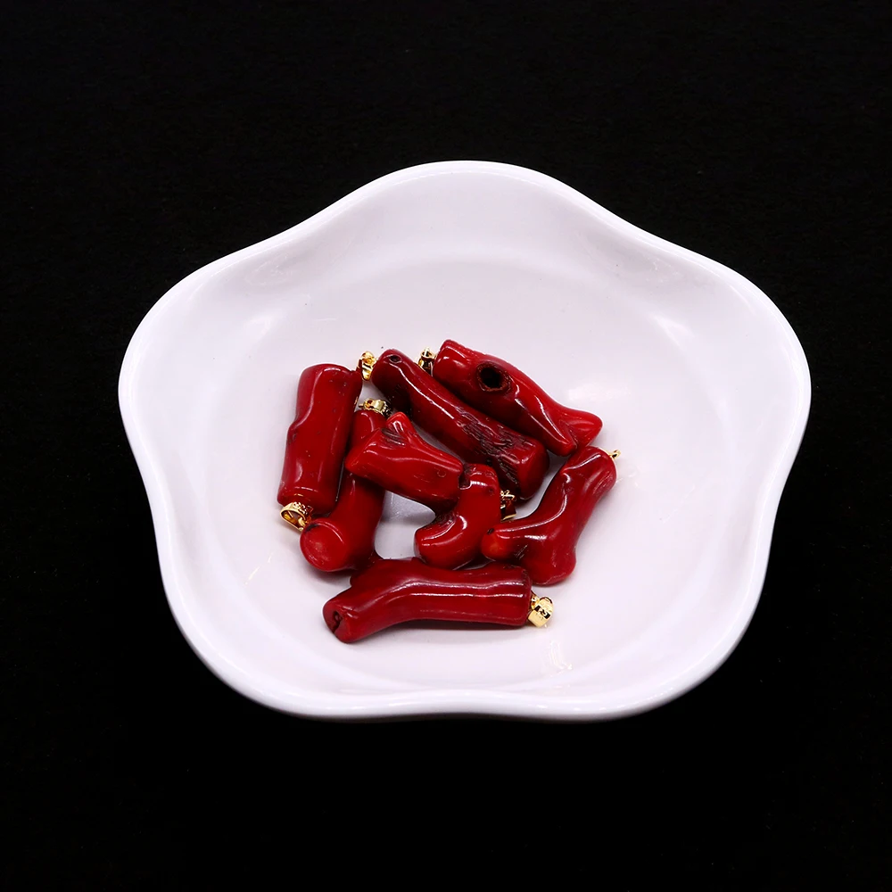 Red Coral Necklace Pendants Irregular Branch Natural Sea Bamboo Jewelry DIY Necklace Amulet Pendant Jewelry Accessories Gift 1pc