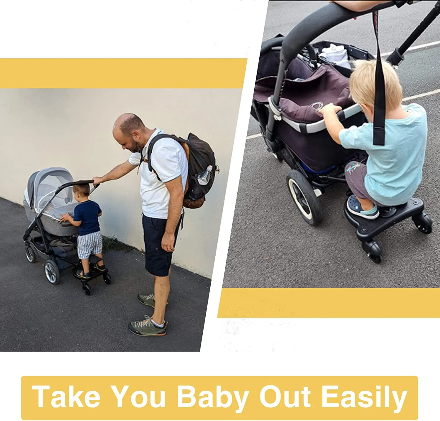 2 in 1 Universal Strollers Step Board Adapter Second Child Jogger Footborad with Seat Twins Scooter Baby Pram Hitchhiker Bumper