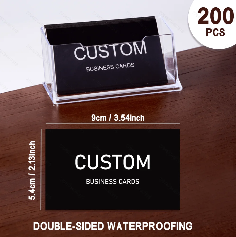 200/500/1000 stuks aanpasbare kaarten, gepersonaliseerde visitekaartjes met acryl opbergdoos, matte film bedankkaartjes
