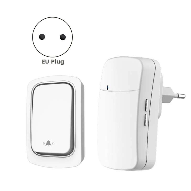 Hot Wireless Doorbell No Battery Required Waterproof Self-Powered Door Bell Home Outdoor Kinetic Ring Chime Doorbell-EU Plug