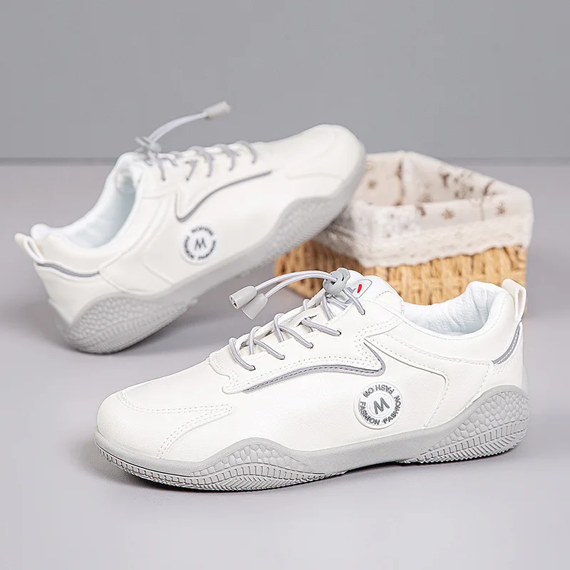 New Women's White Slip-on Sneakers Elastic Lace-up Design Casual Shoes Female Lightweight Non-slip Breathable Daily Wear Shoes view 3