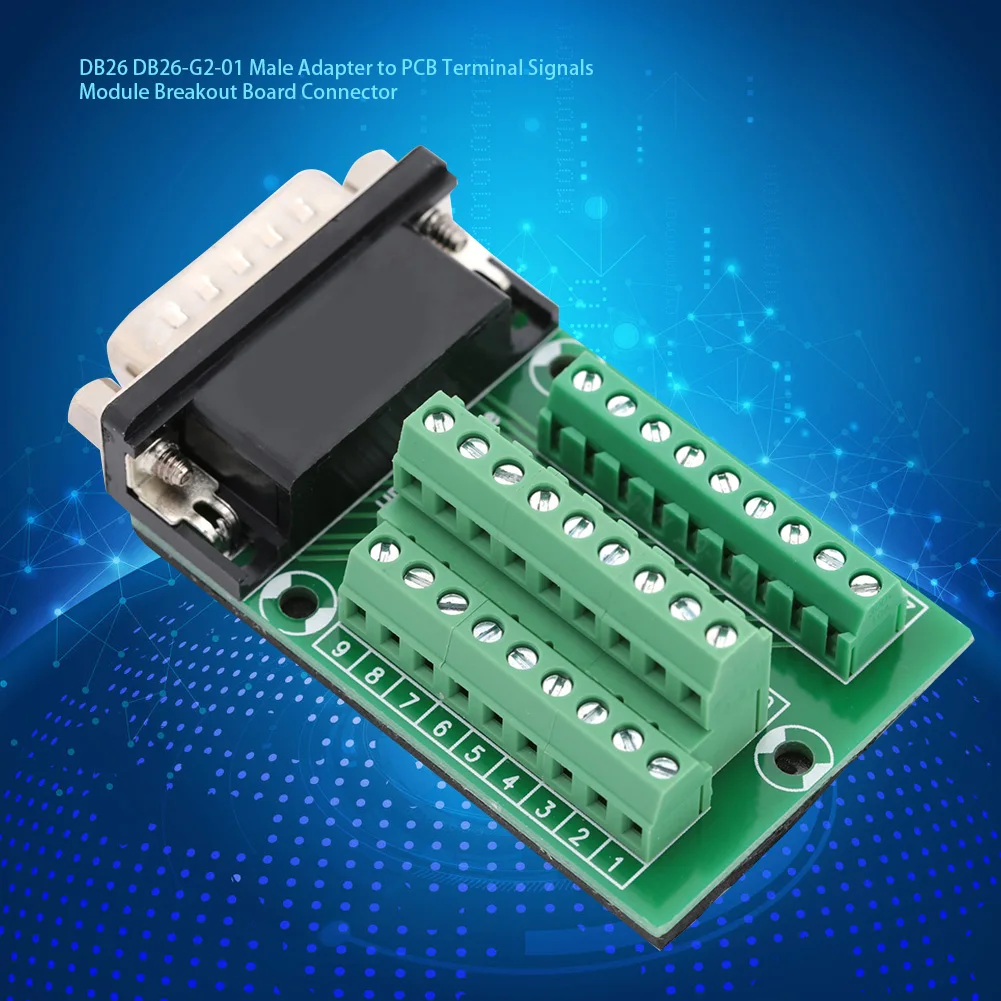 DB26 DB26-G2-01 Male Adapter to PCB Terminal Signals Module Breakout Board Connector