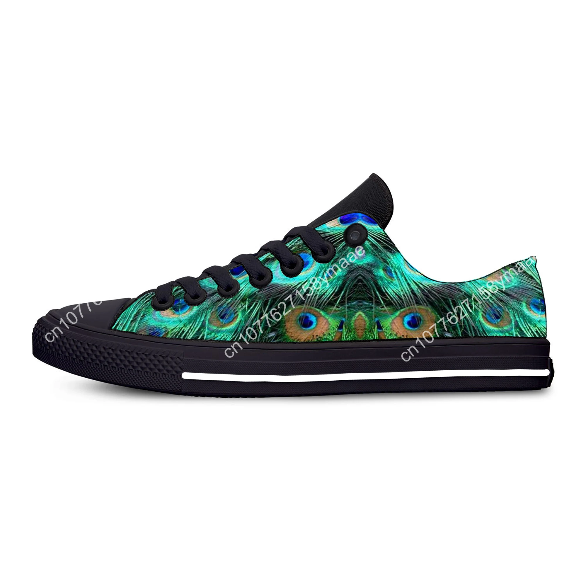 Hot Colorful Bird Feather Peacock New Arrive Fashion Lightweight Classic Flat Canvas Shoes Men Women Casual Breathable Sneakers