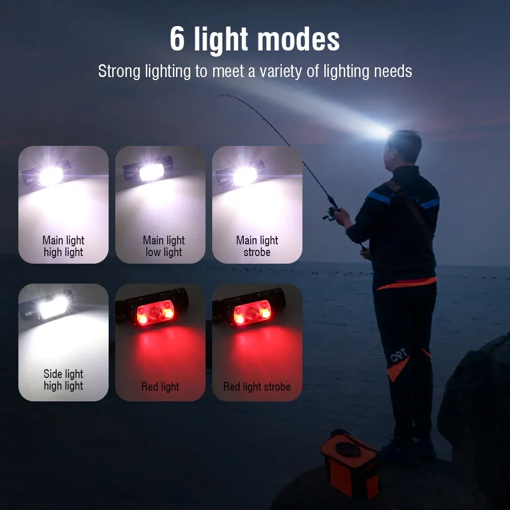 BORUiT XHP50 LED Motion Sensor Headlamp 800LM Type-C Rechargeable Power Bank Headlight with Magnet Camping Fishing Lantern