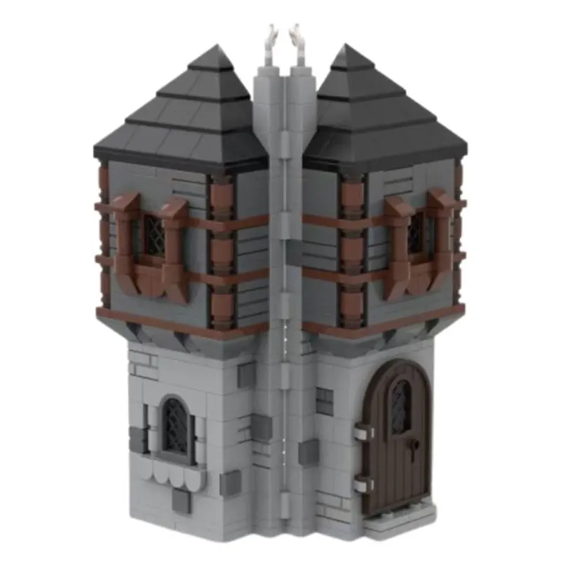 Spot MOC-228671 Mini Blue Medieval House DIY Small Particle Assembly Building Blocks Educational Toy Model Gift Set Ornaments