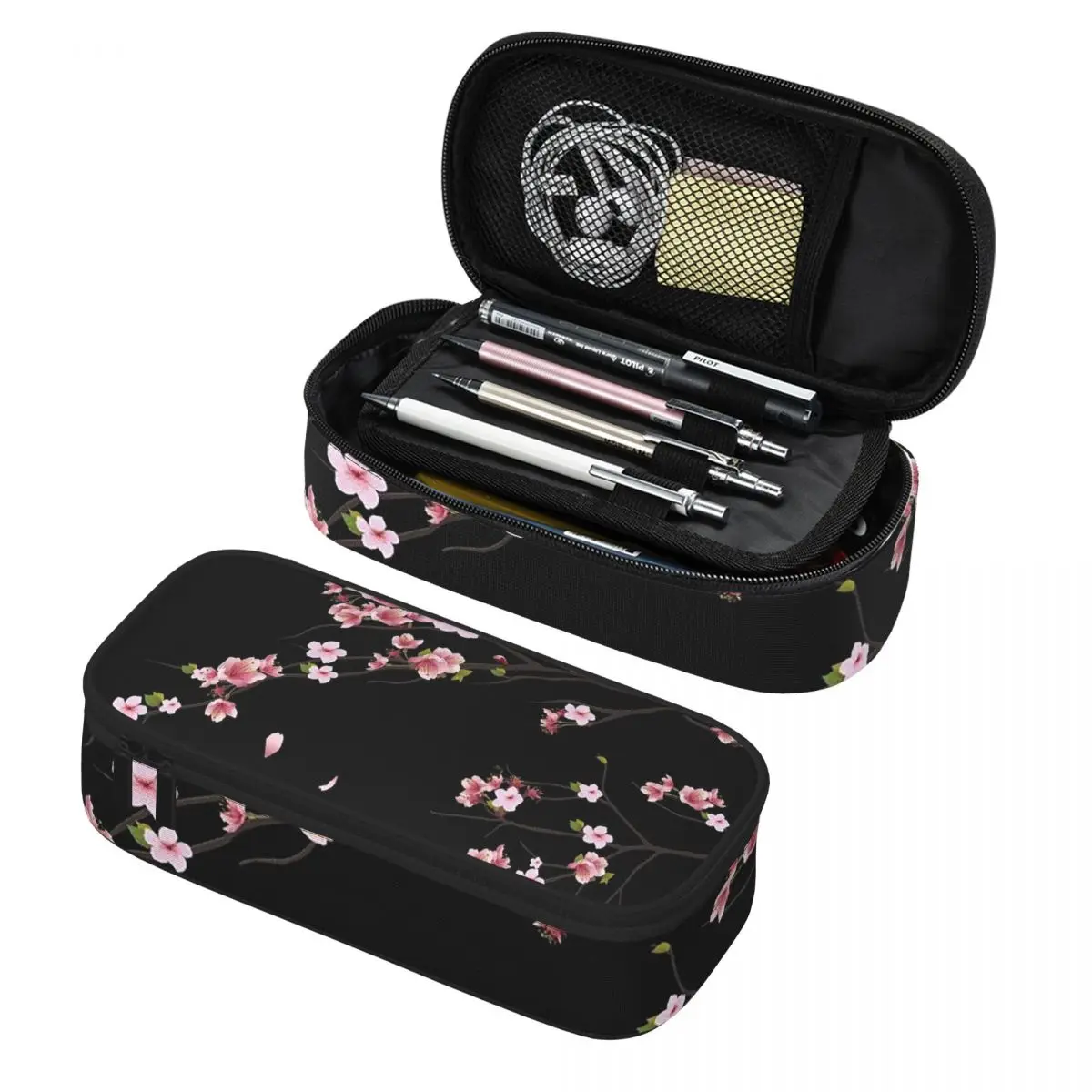 Japanese Sakura Cherry Blossoms Pencil Cases Pen Holder Storage Stationery Supplies Large Capacity Pen Box Pencil Bag