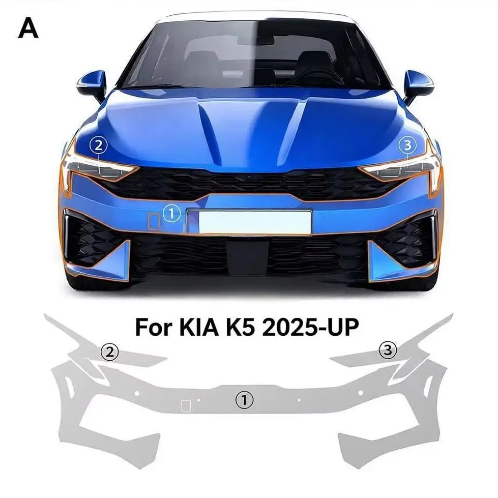 

For KIA K5 2025-UP TPU Bumper Hood Scratch-Resistant Self-Healing Paint Protection Film Invisible Pre-cut PPF Kit﻿