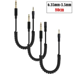 Teleskopowy kabel sprężynowy męski Audio 3.5mm do 6.35 żeńskiego do kabel Adapter 6.35 do 3-5 Adapter słuchawek kabel Adapter