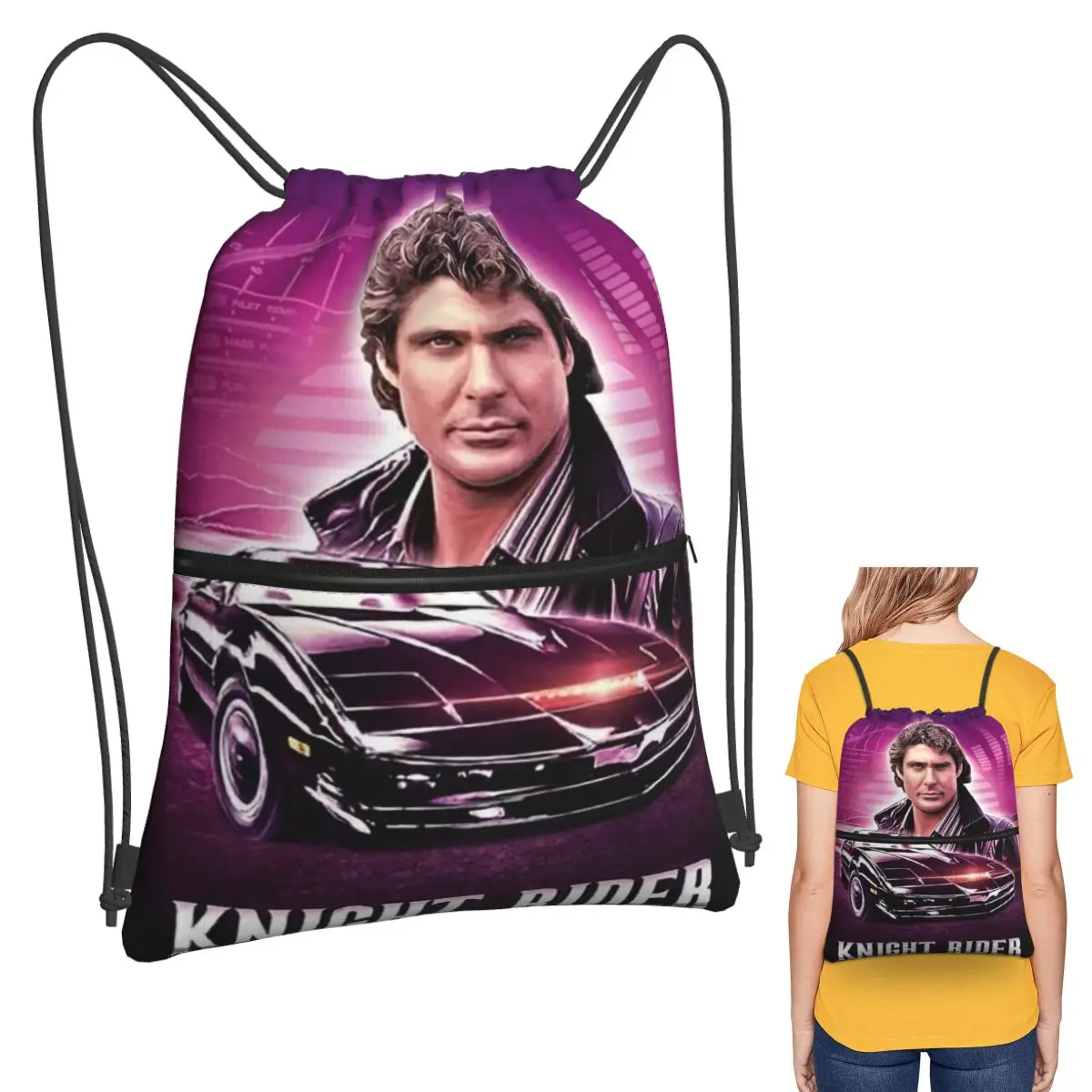 Knight Rider Action Tv Series Backpacks Fashion Drawstring Bags Sports Bag Book Bags for Travel Students