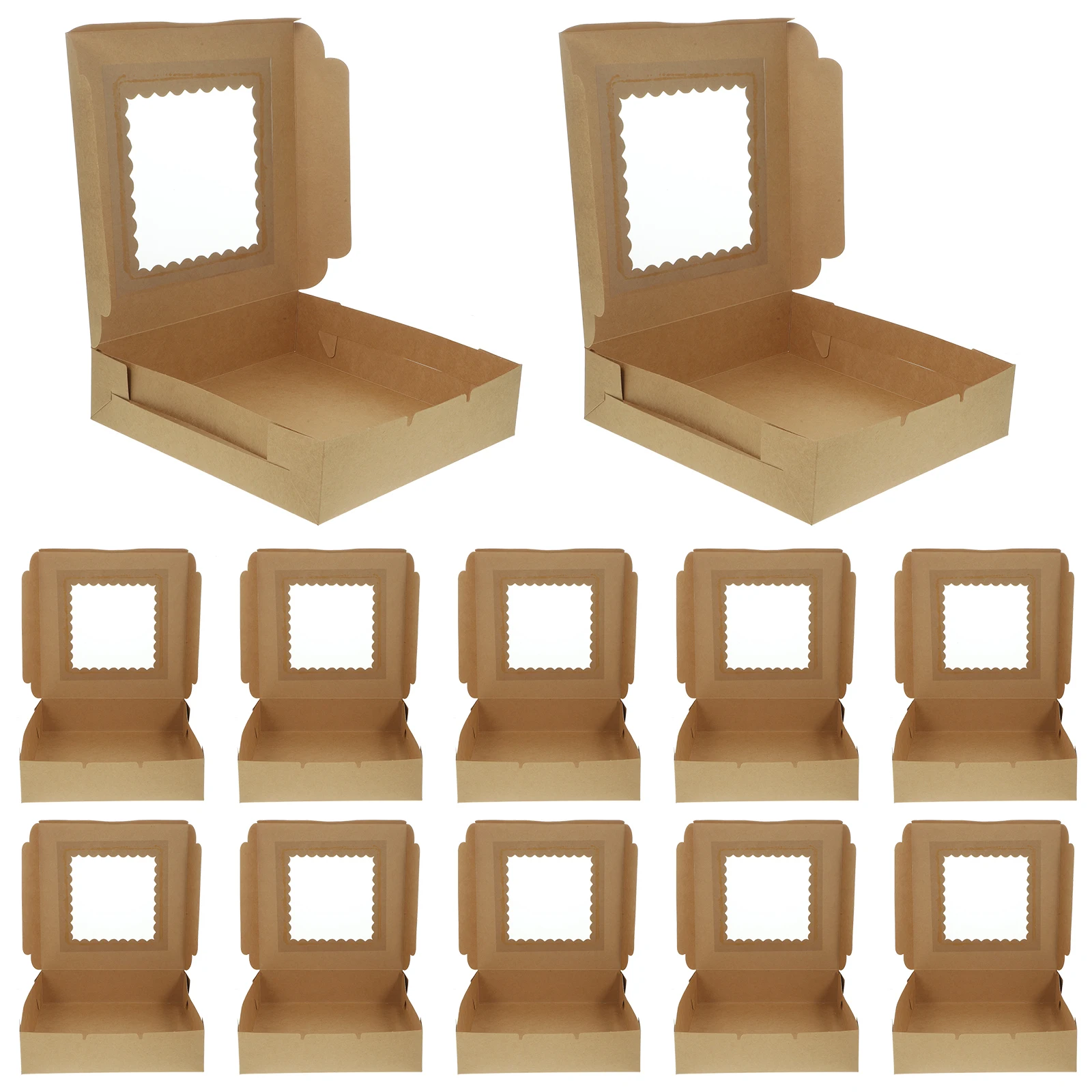 

12pcs Bakery With Window Compact Paper For Cookies Birthday Party Dessert Boxes Household Cookie Container Lightweight Kraft