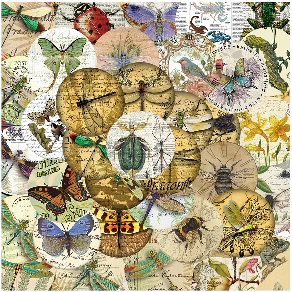 

10/30/58pcs Aesthetics Retro Animal Insects Stickers for Laptop Scrapbooking Skateboard Motorcycle Art Graffiti Decals Sticker
