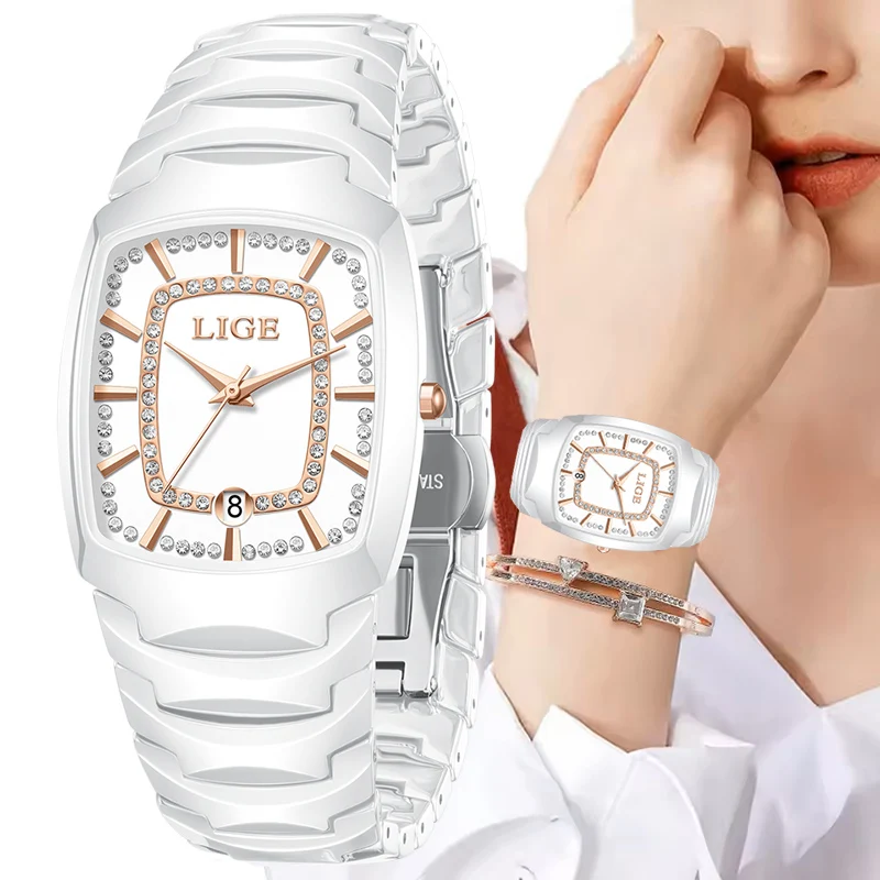 

LIGE Роскошные женские часы, водонепроницаемые кварцевые женские часы из нержавеющей стали, спортивные женские часы на открытом воздухе, элегантные женские часы