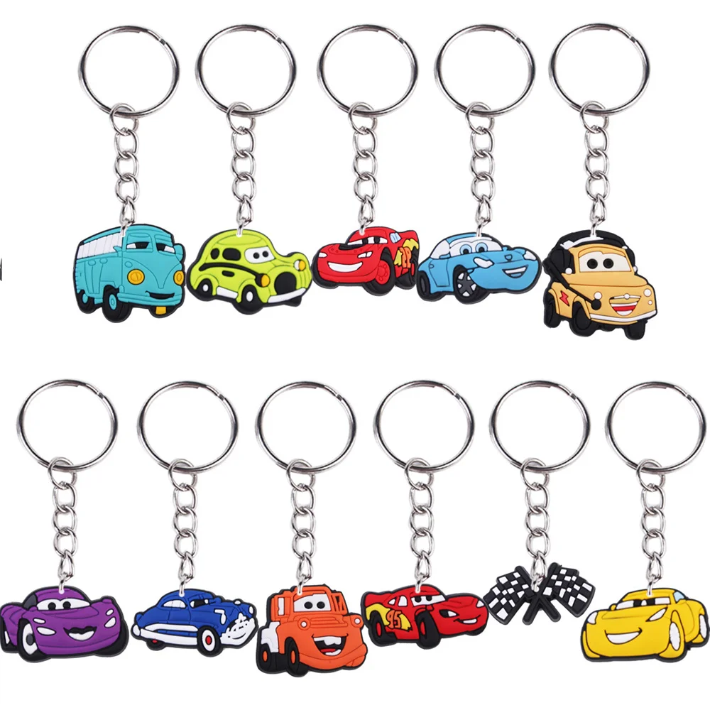 11pc Disney Pixar Lightning McQueen Keychain Cute Cartoon Metal Car Keyring Official Licensed Durable Anime Key Holder for Kids