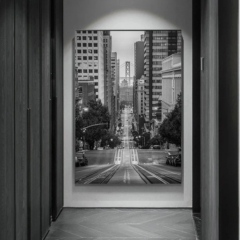 1pc frameless canvas painting Retro Classic Black and White World Famous City Scenery Poster Canvas Art Painting Printing Home R view 3