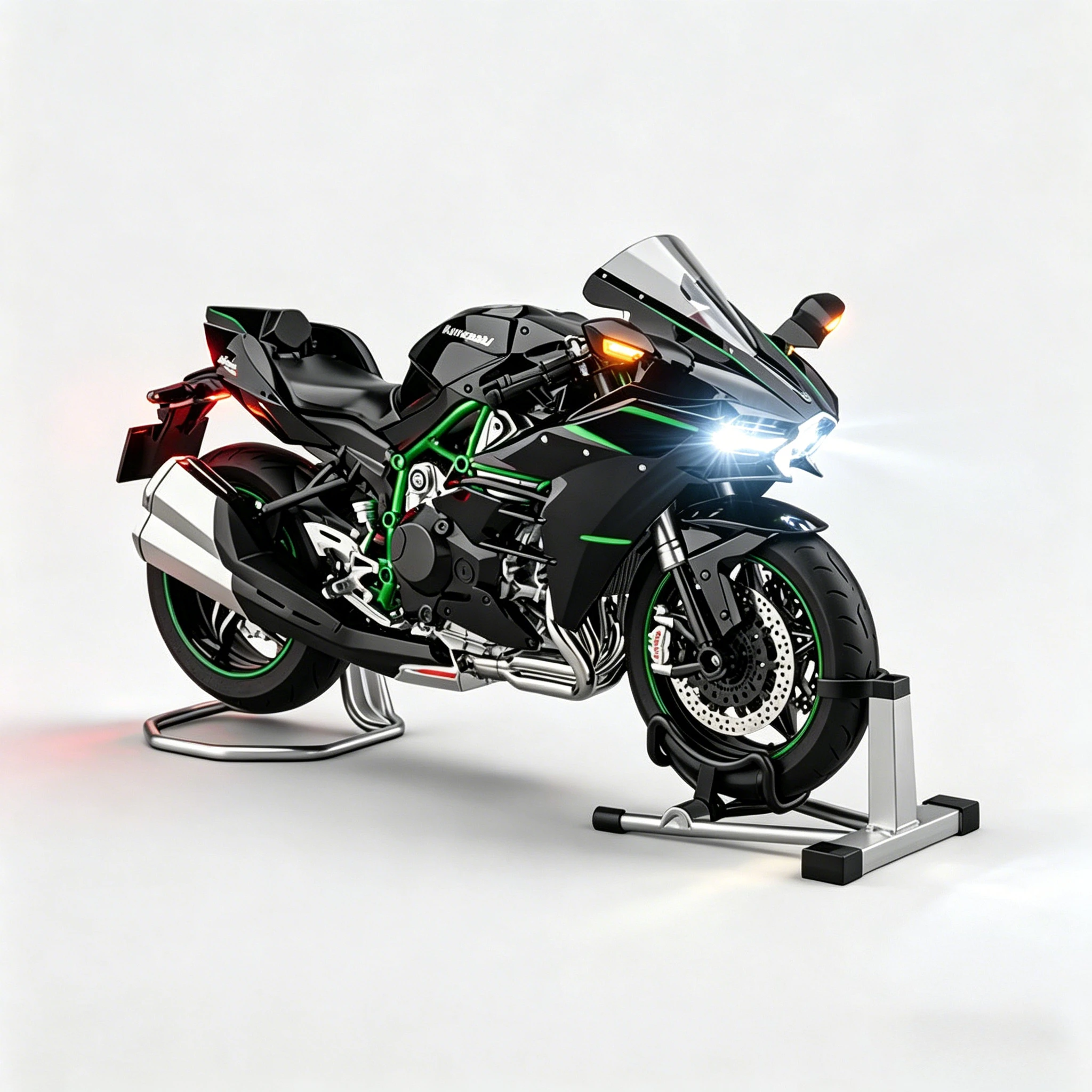 

1:6 H2 Alloy Sports Motorcycle Model Diecast Track Racing Motorcycle Model With Spray Sound and Light Kid Toy Gift