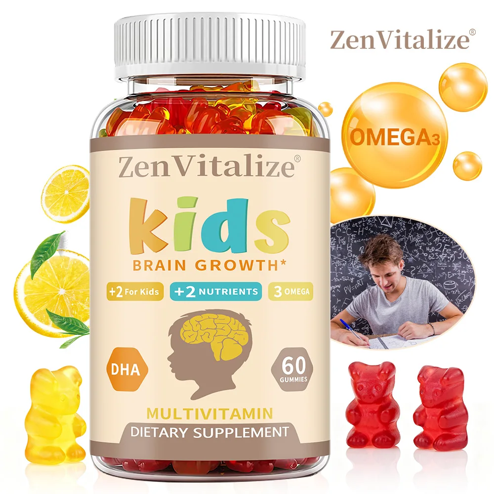 Kids Brain Development Gummies - with Omega 3, DHA, Promotes Children's Brain Health, Memory & Immune