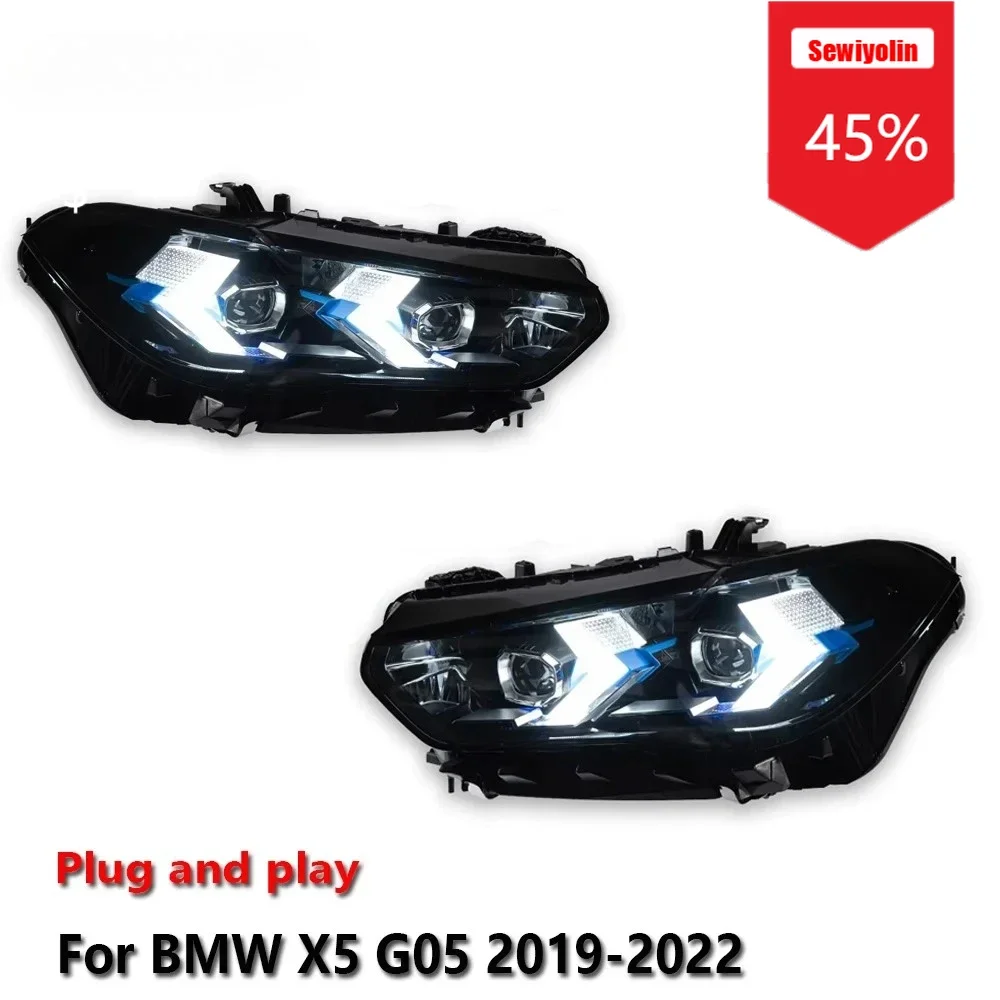 

Sewiyolin Car LED Headlight Light Assemblies For BMW X5 G05 2019-2022 Auto Fog DRL Brake Turn Signal Lamp Plug and Play