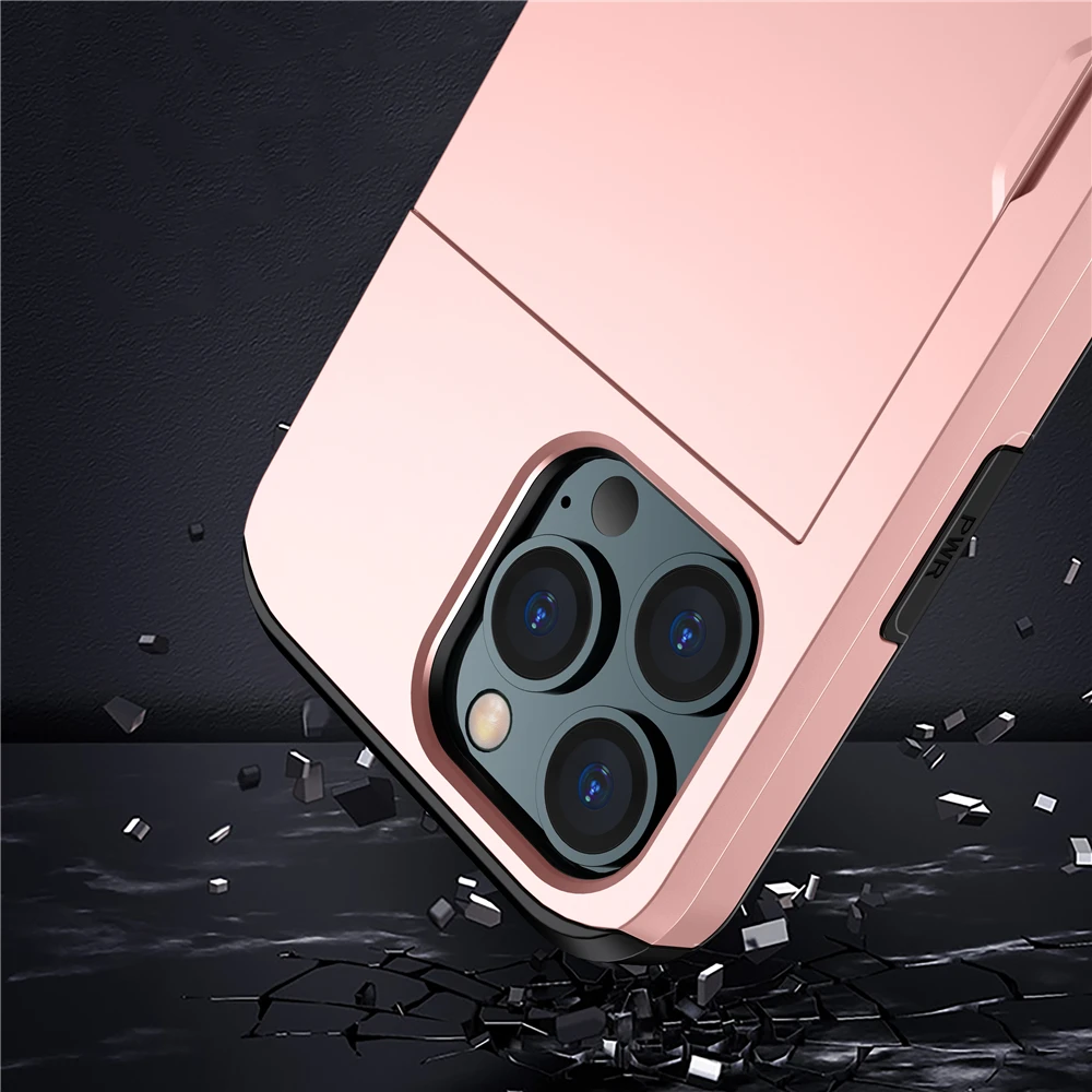 Custodia per iPhone 13 12 Mini 11 Pro Max Fonda Slide Armor Portafoglio Slot per schede Cover per Apple iPhone 11 12 13 Pro Max Mini Coque