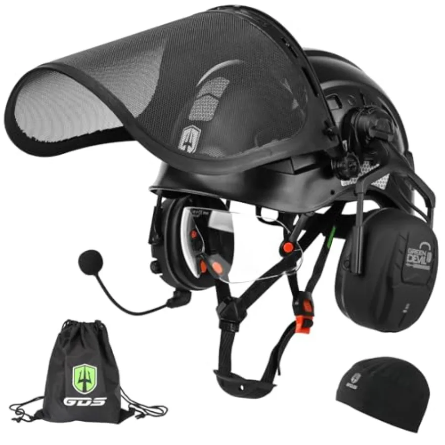 

Каска для лесозаготовительных работ с Bluetooth-наушниками, защитная каска для арбористов с встроенным визором и защитой лица, система 5 в 1