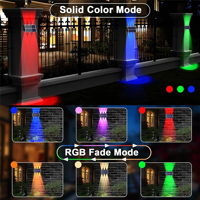 

ABUI-Outdoor Solar Lights Up And Down Solar Wall Lamps Waterproof Solar Outside Lights