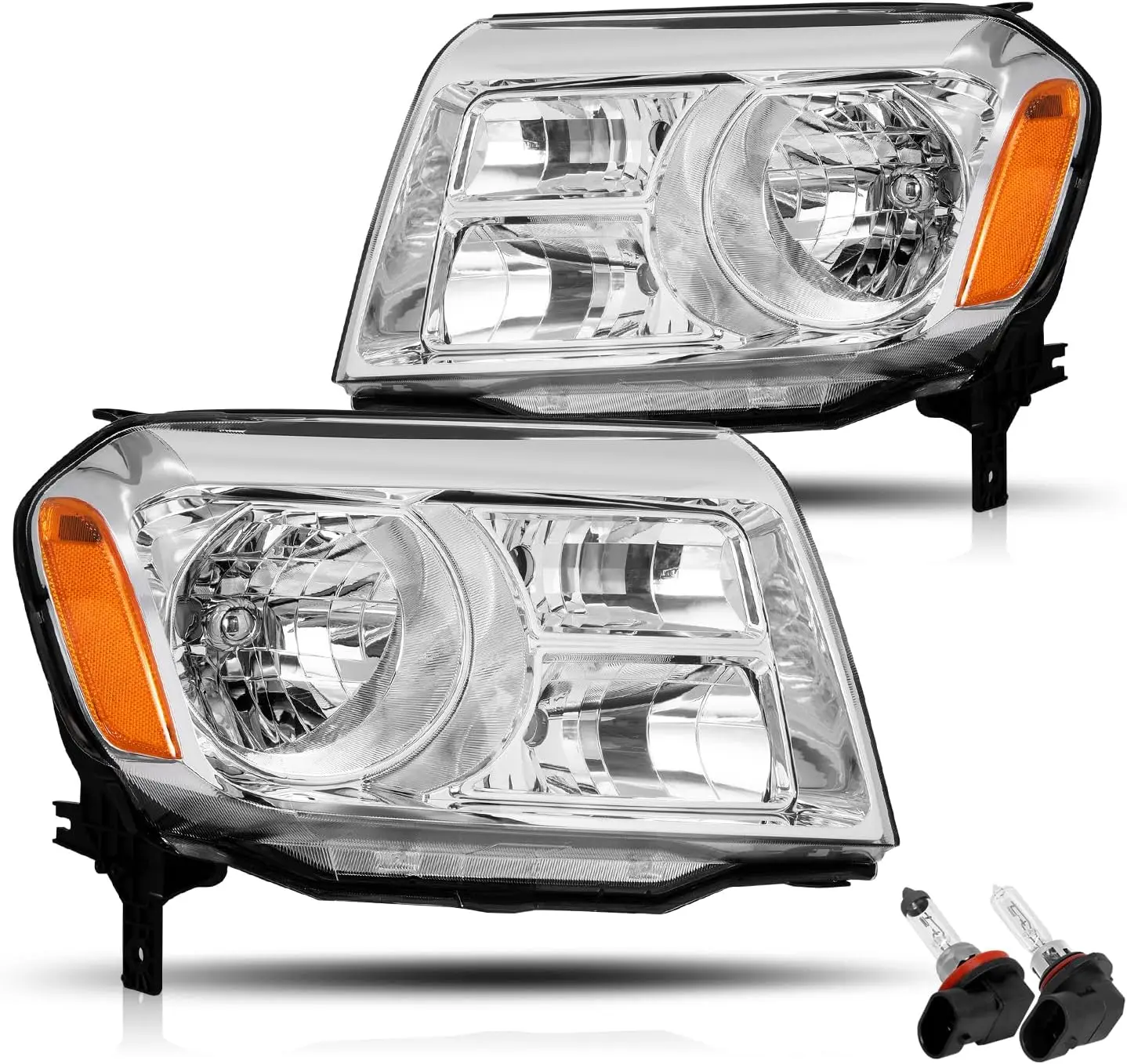 Pair of OE-Style Halogen Headlight Assemblies with Bulbs Included, OEM Replacement for 2012-2015 Pilot SUV, Left and Right Sides