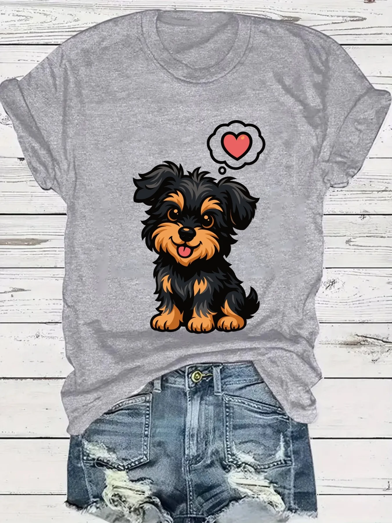 Women's Cute Puppy Lover T-shirt Short Sleeve Crew Neck Casual T-shirt for Everyday Comfort in All Seasons Fashion Summer Y2Ktop