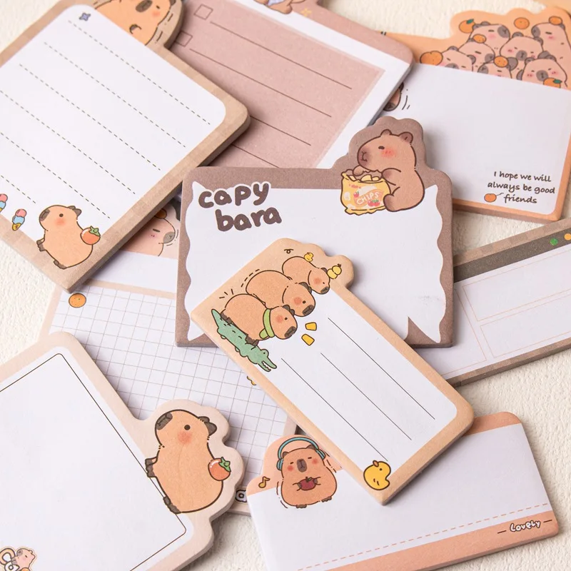 Imagem -04 - Creative Capybara Memo Pad dos Desenhos Animados Sticky Note Etiqueta de Papelaria Planejador Notepad Etiqueta Post Material Escolar 24 Pcs por Lote