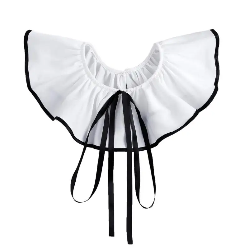

39BD Faux Collar Cape Laceup Tied Collar Neckpiece for Women Dress Outfit Enhancer