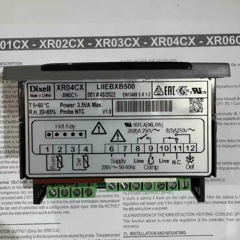 Ixell XR04CX-5N0C1 230V/50-60Hz Digital Temperature Thermostat Controller