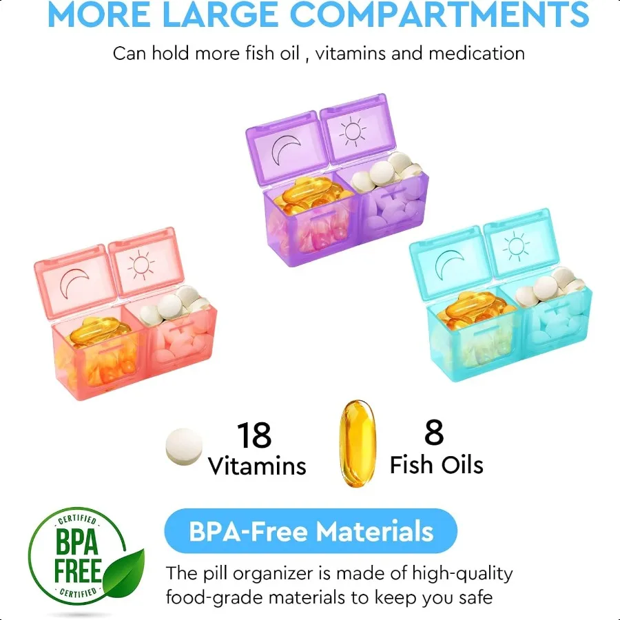 Monthly Pill Organizer 2 Times a Day 30 Day Pill Organizer Box AM PM with Weekly Pill Bag 32 Daily Large Compartments 1 Month P