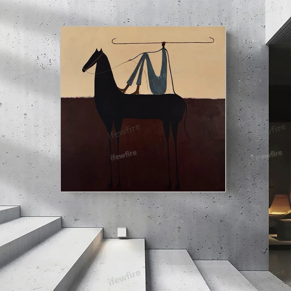 

Reindeer In The Foggy Forest Animal Wall Paintings Hand-painted Wall Art Abstract Canvas Painting For Home Decor Christmas Gift