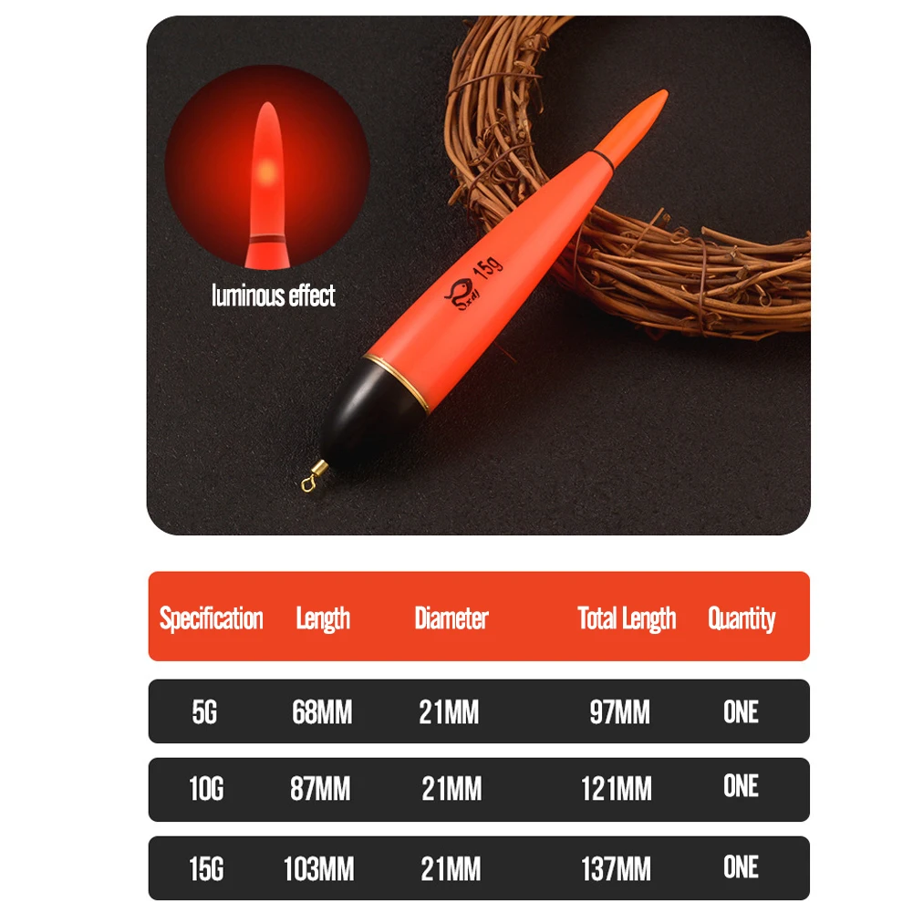 5g/10g/15g Luminous Fishing Night Float Portable Fishing Drift Floats Lightweight Pressure Resistance Tackle Tool Supplies
