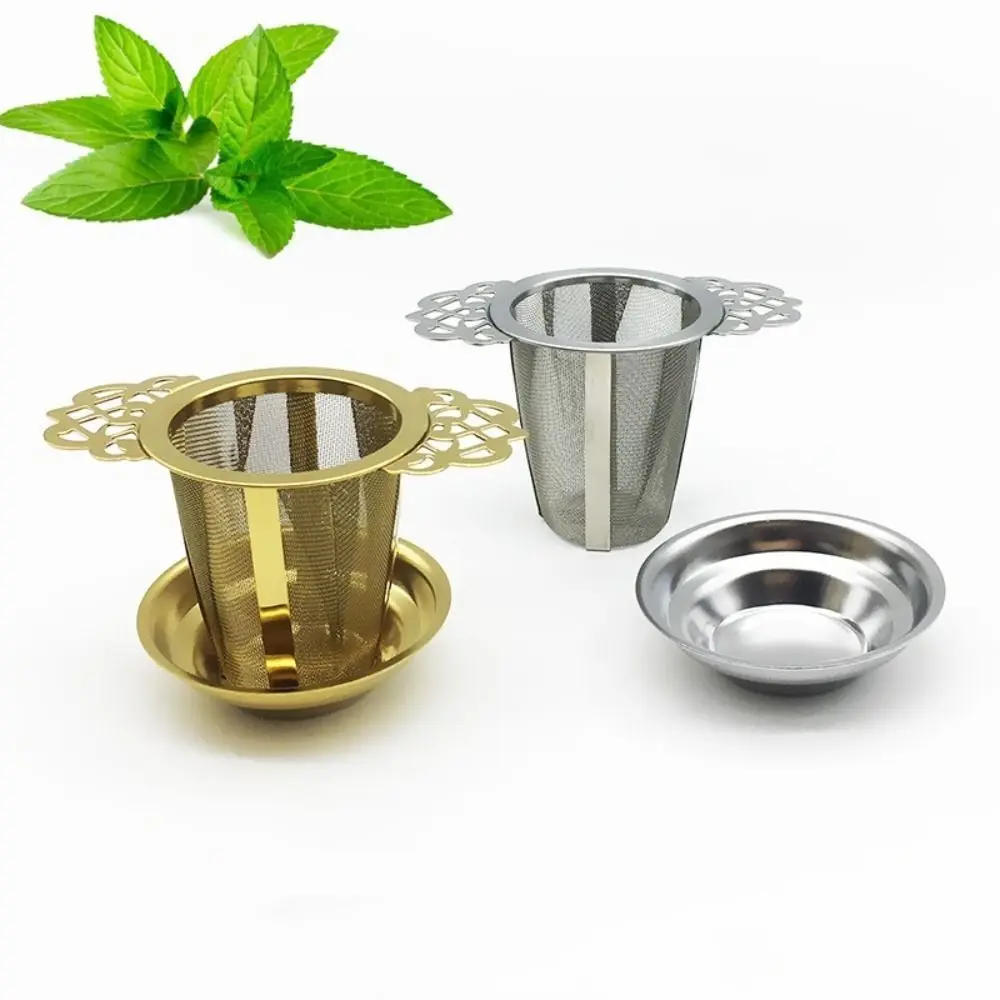Double-layer Double Ear Tea Infuser Fine Mesh Stainless Steel Tea Strainers Large Capacity with Tray Coffee Filter Sieve