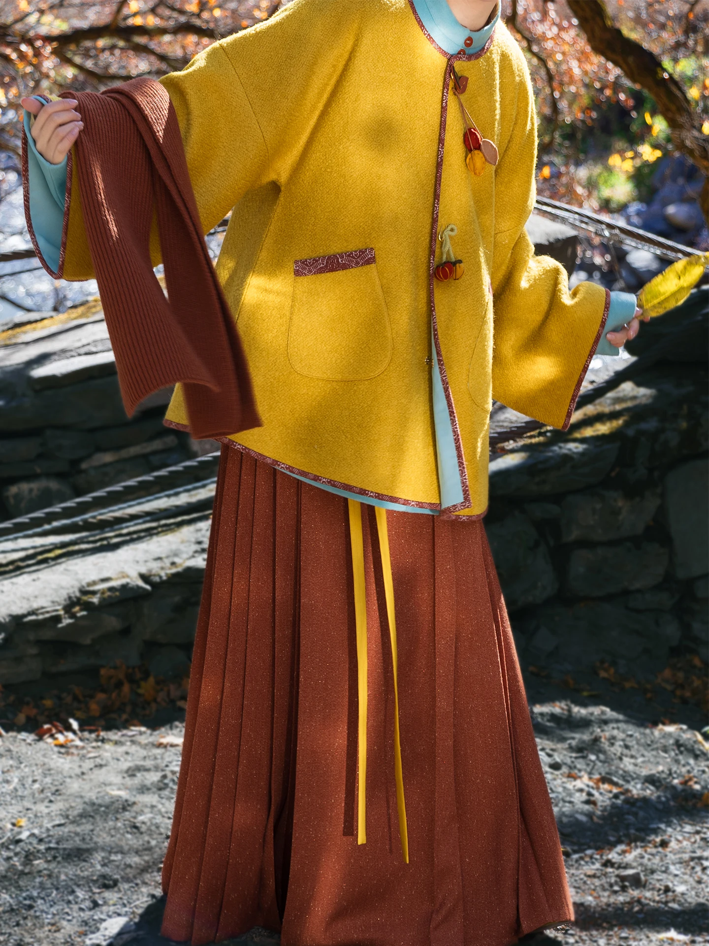 

Chang Gong Yu Cansan Hanfu Woolen T Top round Need Top Tailed Skirt Autumn Winter Daily Wear Traditional Chinese ...