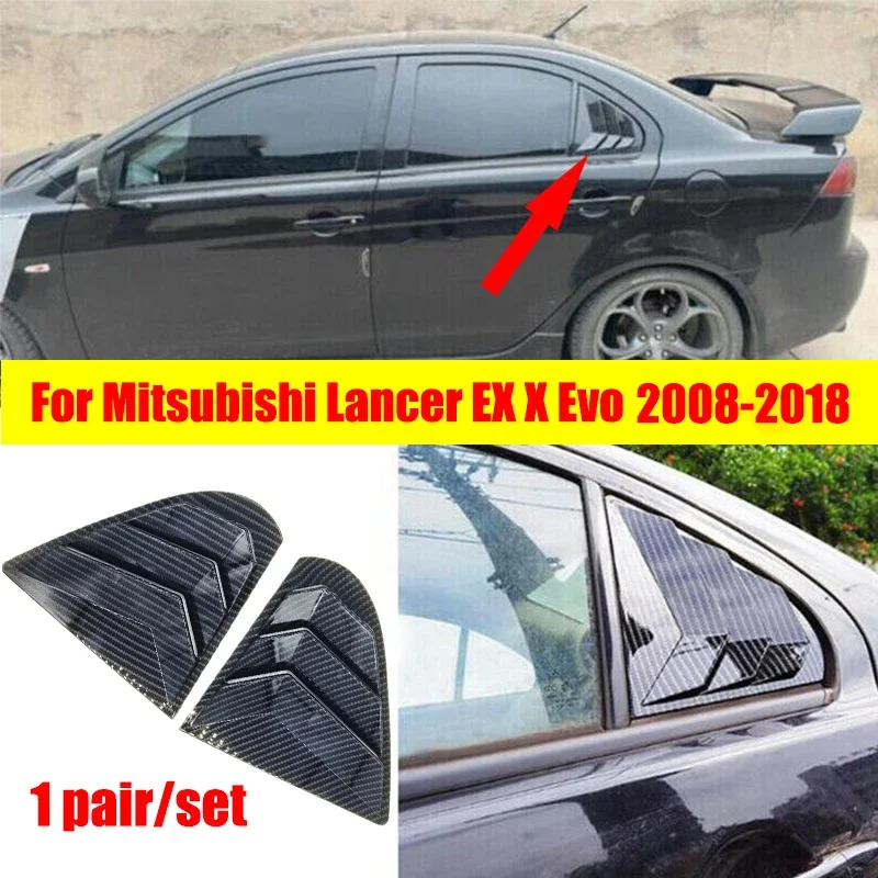 For Mitsubishi Lancer EX X EVO 2008-2018 Rear Window Side Vent Shutter Louver Cover Trim Car Accessories Auto Parts Carbon Fiber