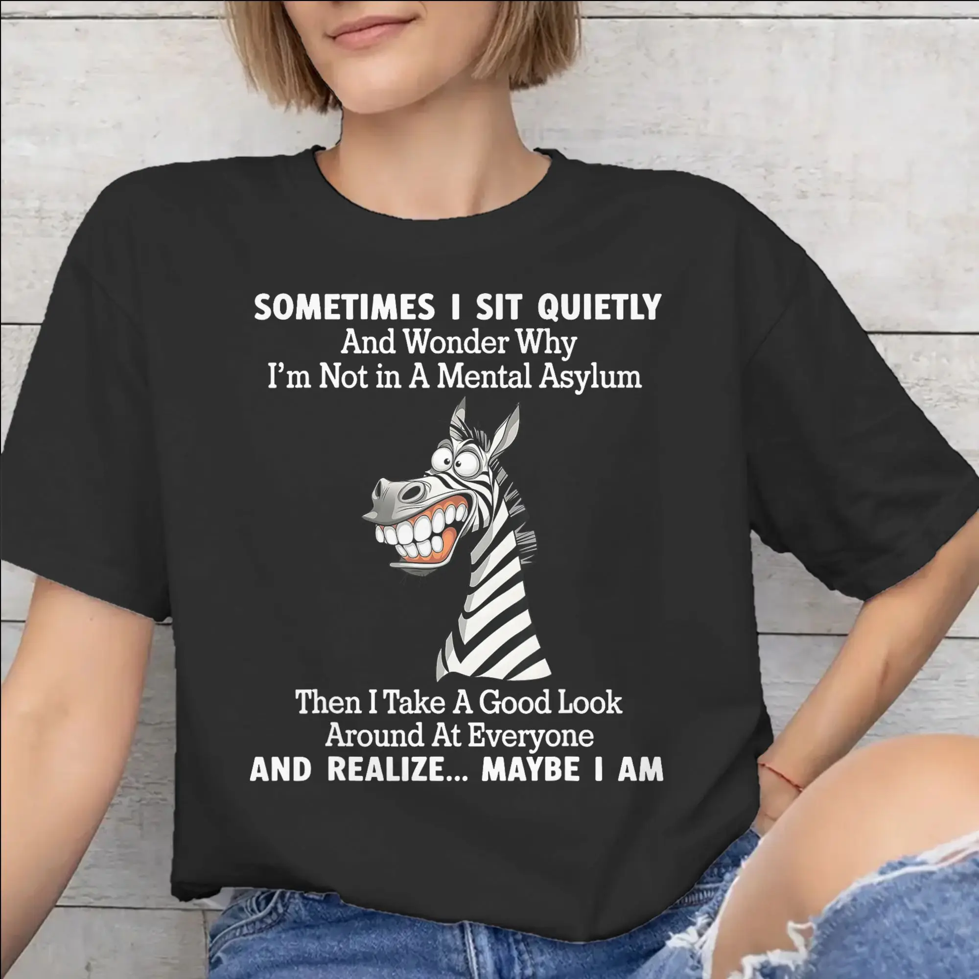 Printed Sometimes I Sit Quietly T Shirt For Unisex  Cotton Tee Shirt Short Sleeve Clothing
