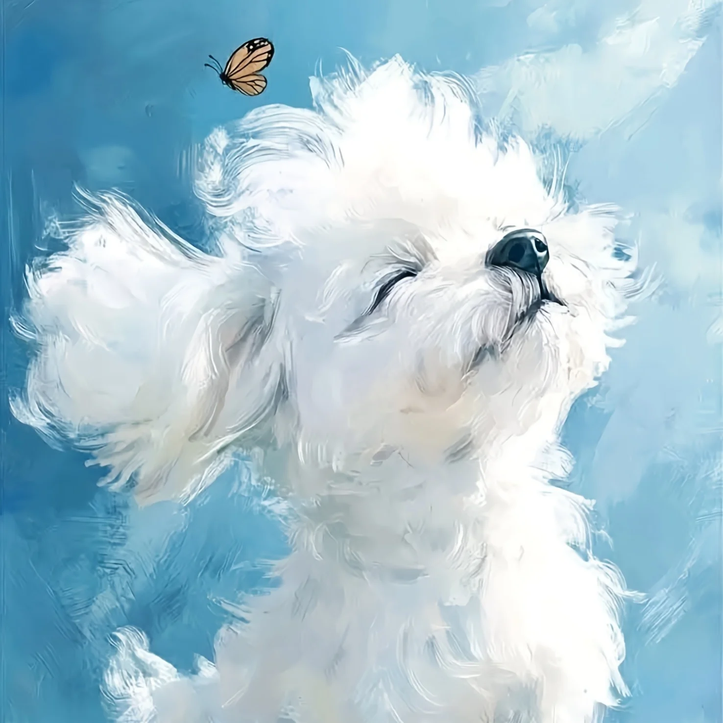 Diamond Painting Set, White Cloud Puppy, komplette Diamant-Stickerei, Mosaik-Kunst