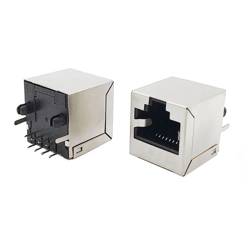 

5224 single-port RJ45 socket with metal shielding cover, 8P8C, DIP style, 3.05 mm in length at the rear.