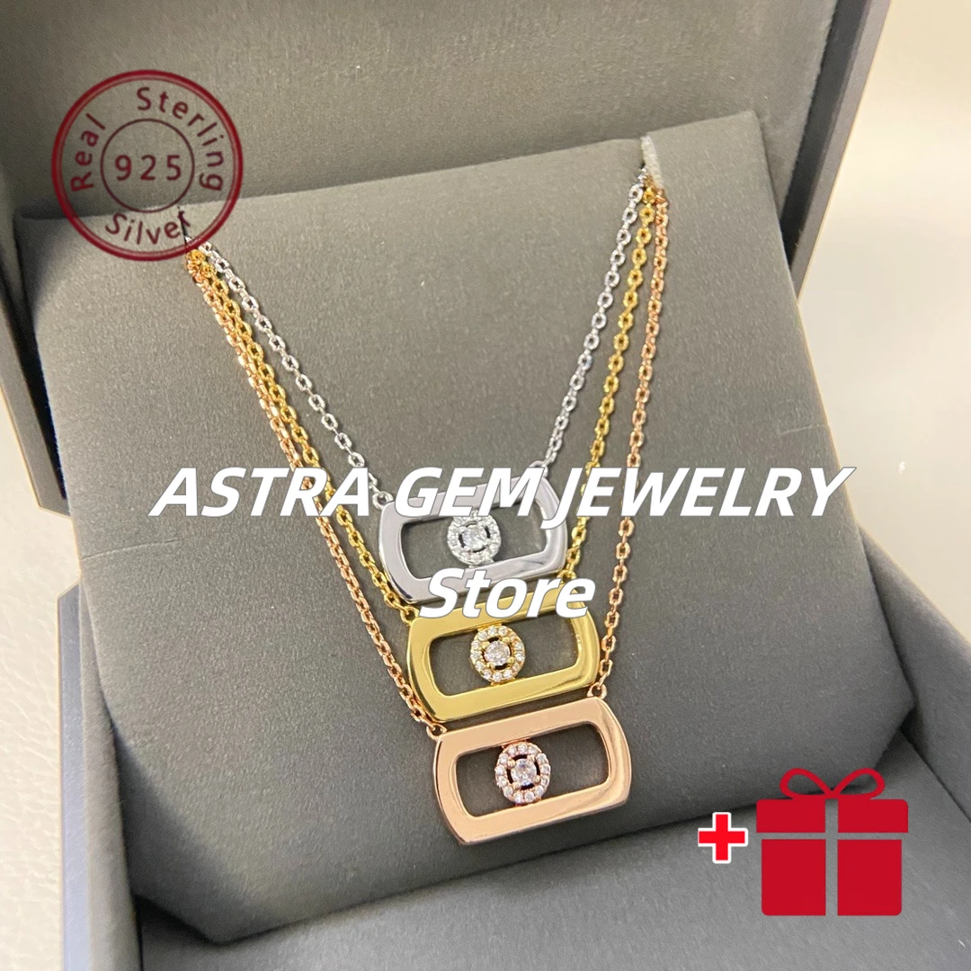 

High-quality S925 silver glossy single pin necklace, a versatile and fashionable jewelry for daily parties - a holiday gift