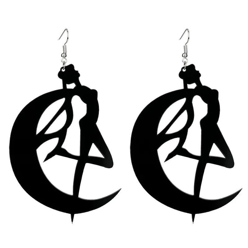 Sailor Moon Earrings Anime Dangle Sexy Large Hanging Unusual Black Pendants Modern Women\'s Drop Earrings 2022 Designer Jewelry