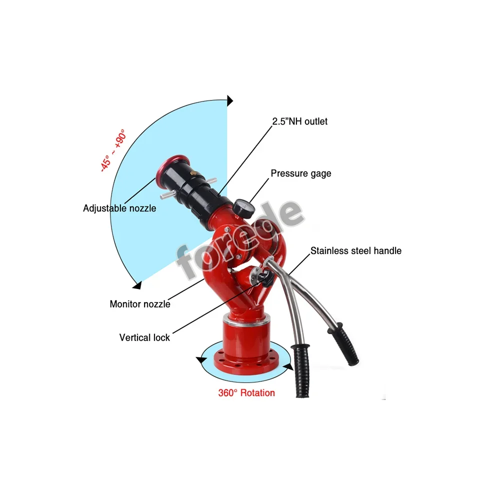 forede Manual Aluminum Alloy  Fire Truck  Water Cannon for Fire Fighting